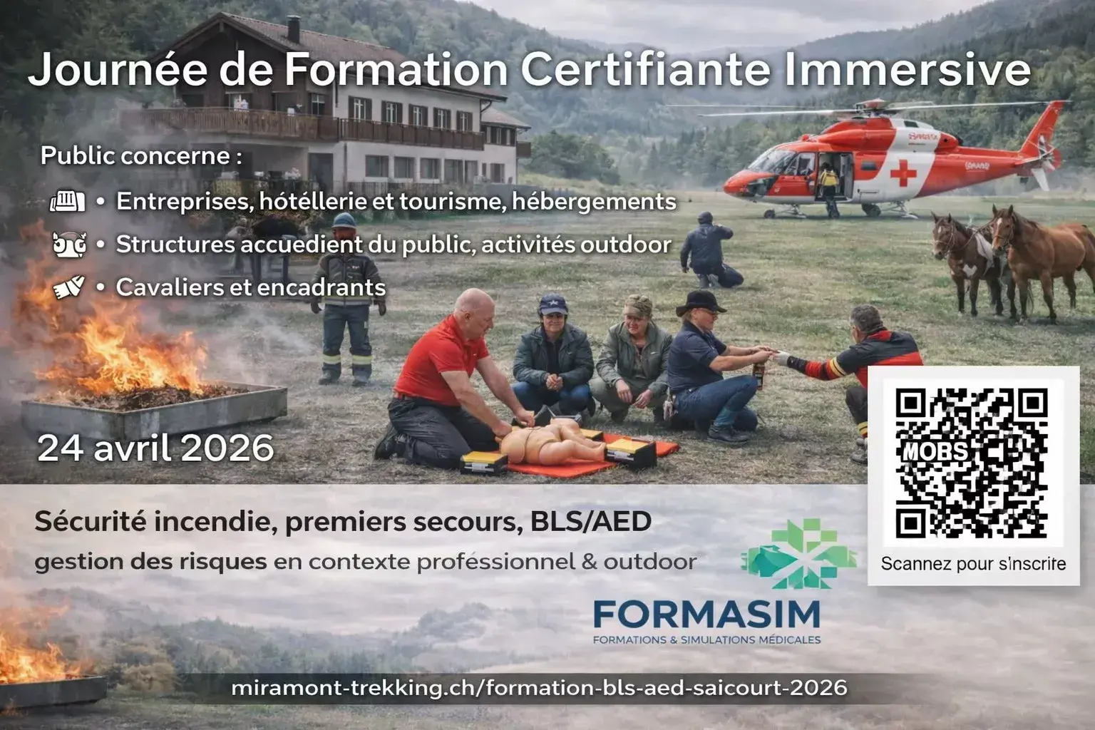 Formation BLS AED à Saicourt (certifiée SRC) – 24 avril 2026